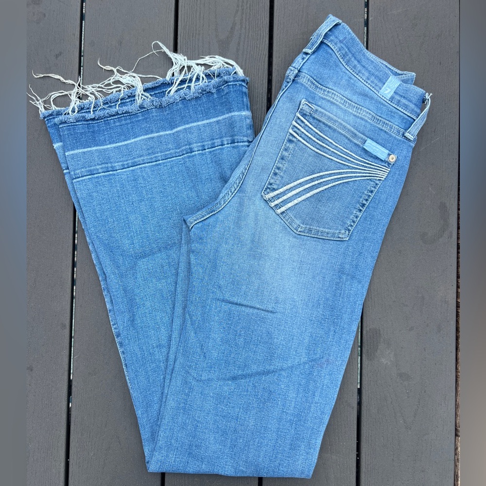 7 For All Mankind Blue Flare Wide Leg Jeans